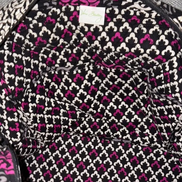 Vera Bradley Black and Purple Travel Duffel Bag with Crossbody and Handles - Picture 4 of 12